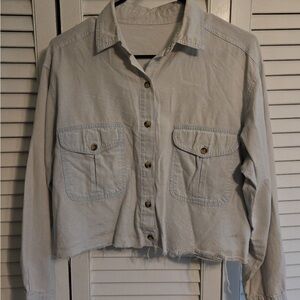 Casual Gray Button-Up Women's Jacket